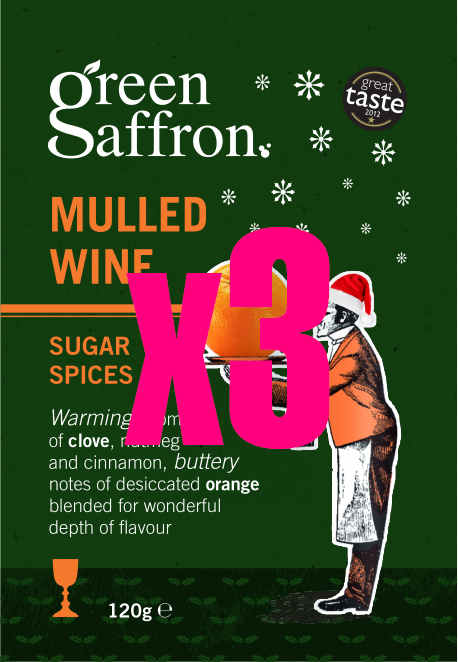 Green Saffron Mulled Wine sugar and spice mix packaging
